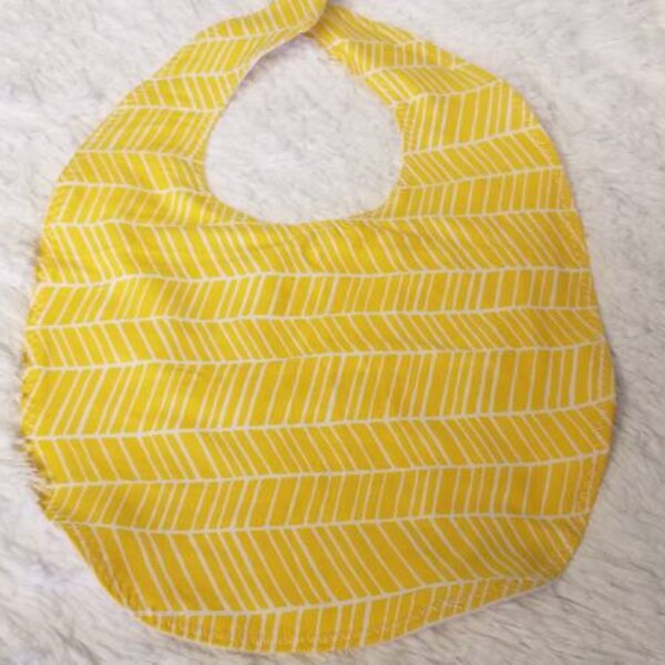 Baby Bib Canary Yellow/White Chevron Herringbone(Horizontal)