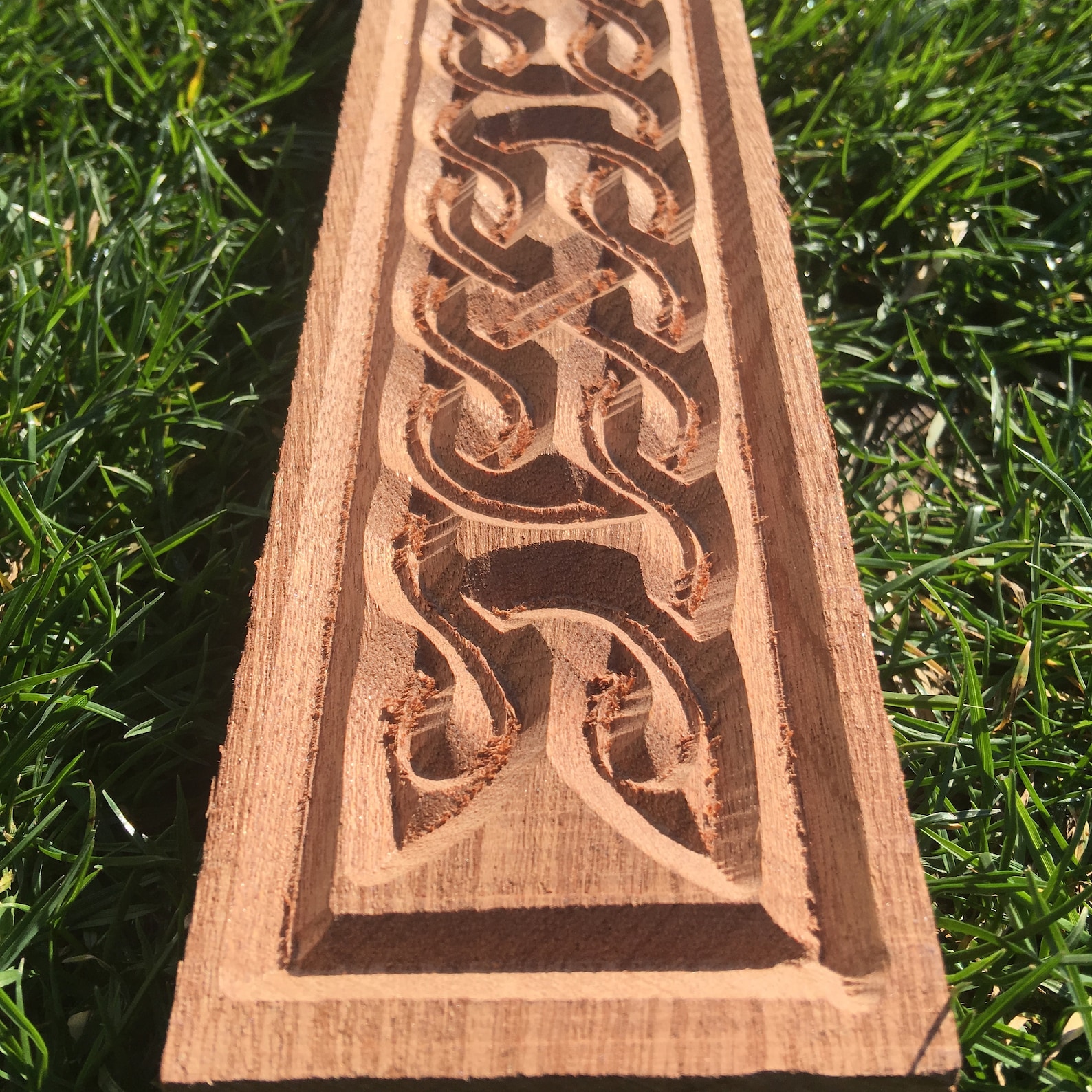 Celtic knotwork wood carving skirting panel also available by Etsy