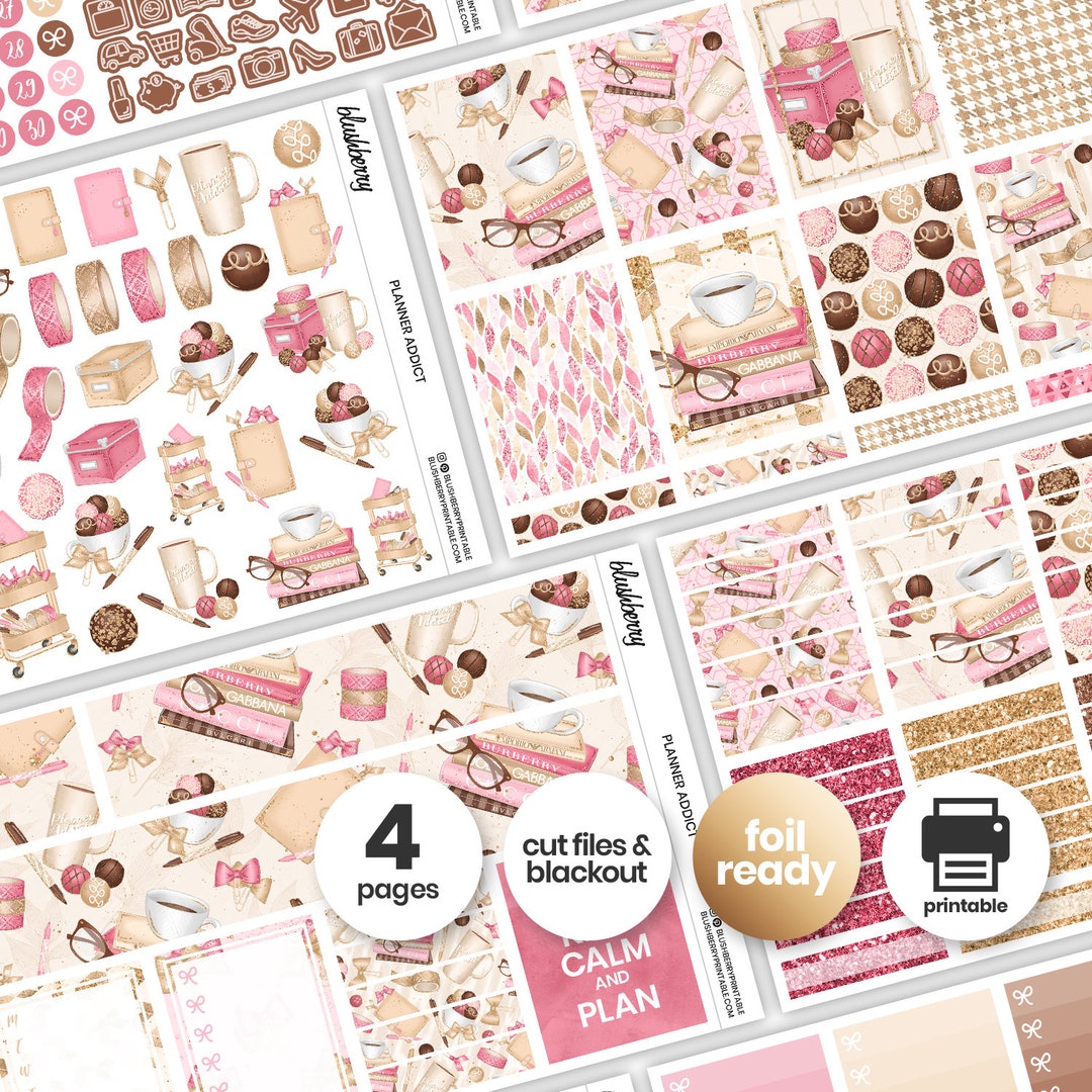 Planner Girl Printable Weekly Kit, Planner Stickers, Pink and Gold ...