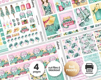 Tropical Planner Stickers, Summer Weekly Kit, Printable Weekly, Erin Condren Printable, Cute Printable, Planner Printable