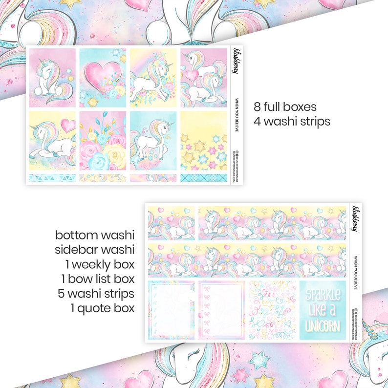 unicorn planner stickers unicorns weekly kit printable etsy