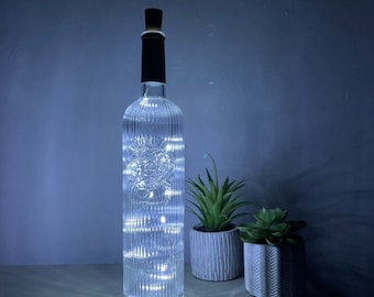 Gorgeous Crystal like rose bottle up-cycled to a bedside fairy light. Works as a water bottle for the table candle holder Mother’s Day gift