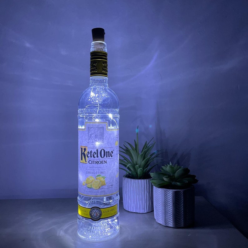 Ketle one citron vodka up-cycled bottle light fairy light bedroom decoration shelving decor bedside light ivy lights image 2