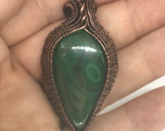 Malachite Wire Wrapped Pendant