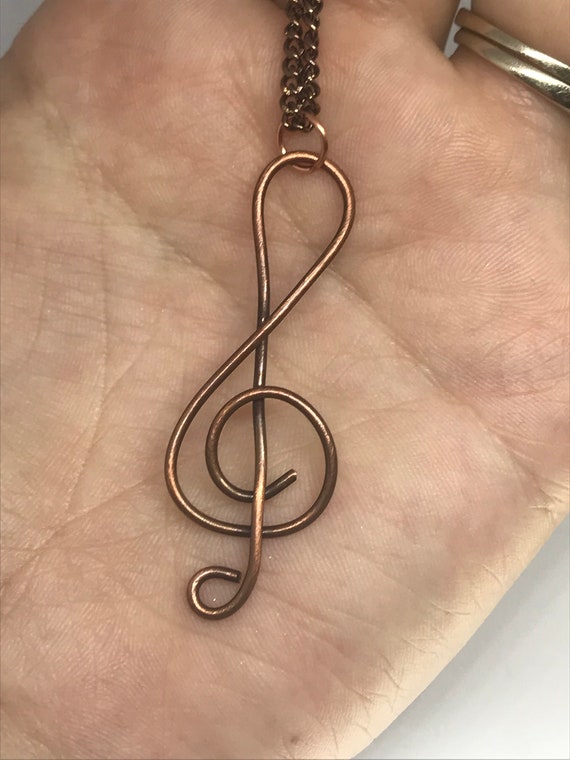 Copper Wire Treble Clef Pendant - Wire Wrapped Treble Clef Pendant Copper Wire Treble Clef Pendant - Wire Wrapped Treble Clef Pendant
