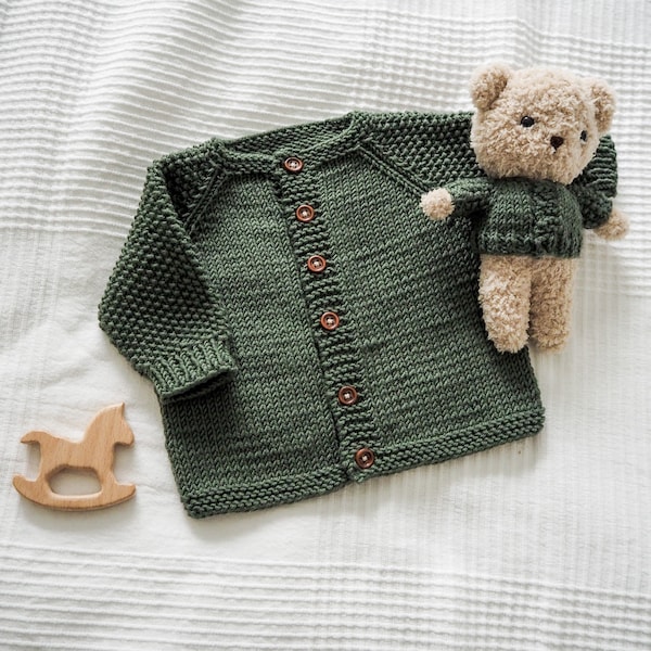 Modèle de tricot || Cardigan bébé Tymek - cardigan bébé top-down sans couture