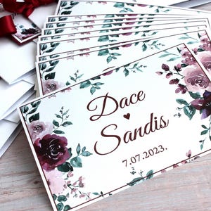 Etichette personalizzate per bottiglie di champagne da matrimonio con rose bordeaux - rose rosso scuro - adesivi autoadesivi per champagne