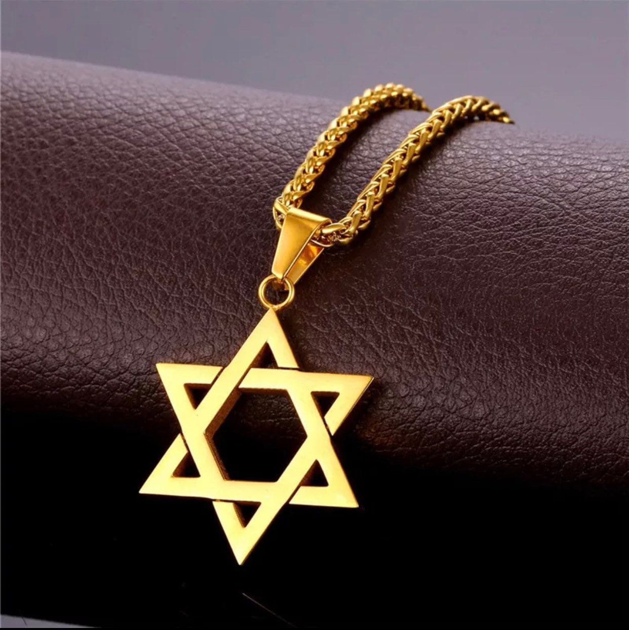 Star of David Pendant & Necklace Chain Stainless Steel Gold Etsy