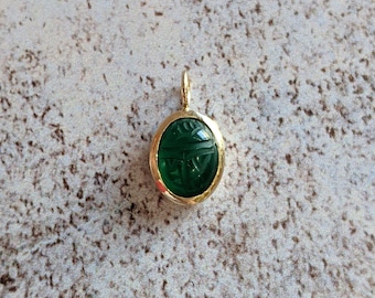 Ready to Ship S 14k Green Agate Scarab Charm