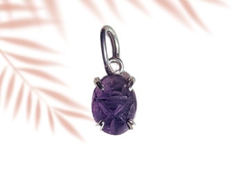 Silver Gemstone Scarab Amulet Pendant Necklace/Silver Charm/Open Prong Pendant/ Egypt Protection