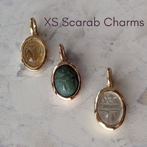 Scarab Amulet Pendant Necklace/14k Gold Charm/Open Bezel Pendant/ Egypt Protection