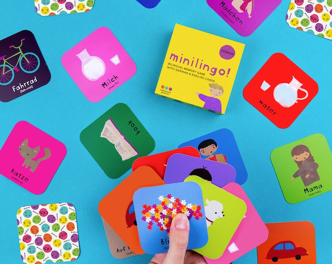 German/English Bilingual Flashcards: Minilingo Memory Card Game | Kids Language Activity