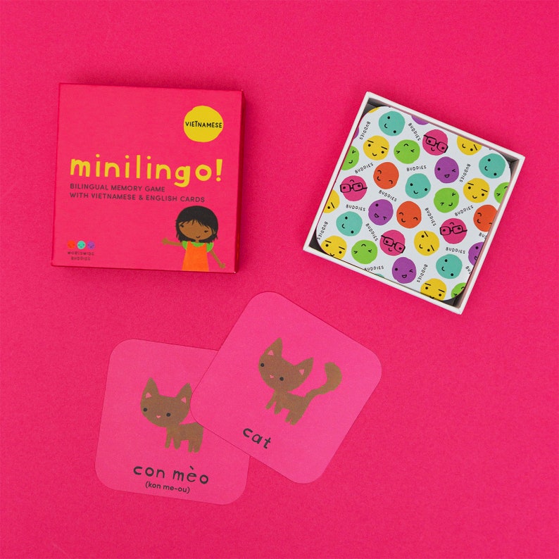 Minilingo, Vietnamese/English bilingual flashcards gifts for kids Montessori learning cards memory card game learn Vietnamese image 5