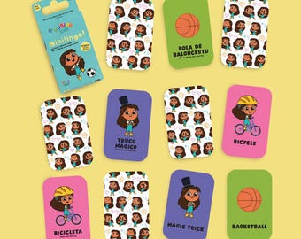 Bilingual Spanish/English Flashcards Featuring Activities: Minilingo Memory Game for Kids