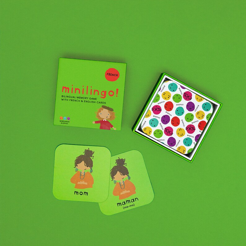 Minilingo, French/English bilingual flashcards Summer Olympics 2024 for kids Montessori learning cards memory card game learn French image 4