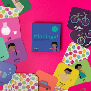 Hindi/English Bilingual Flashcards: Minilingo Memory Card Game | Kids Language Activity