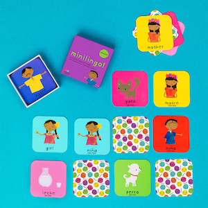 Minilingo, Spanish/English bilingual flashcards | stocking stuffers for kids | Montessori learning cards | memory card game | learn Spanish