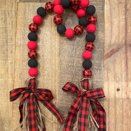Buffalo Plaid Red and Black Christmas Ornaments Set of 4 Etsy