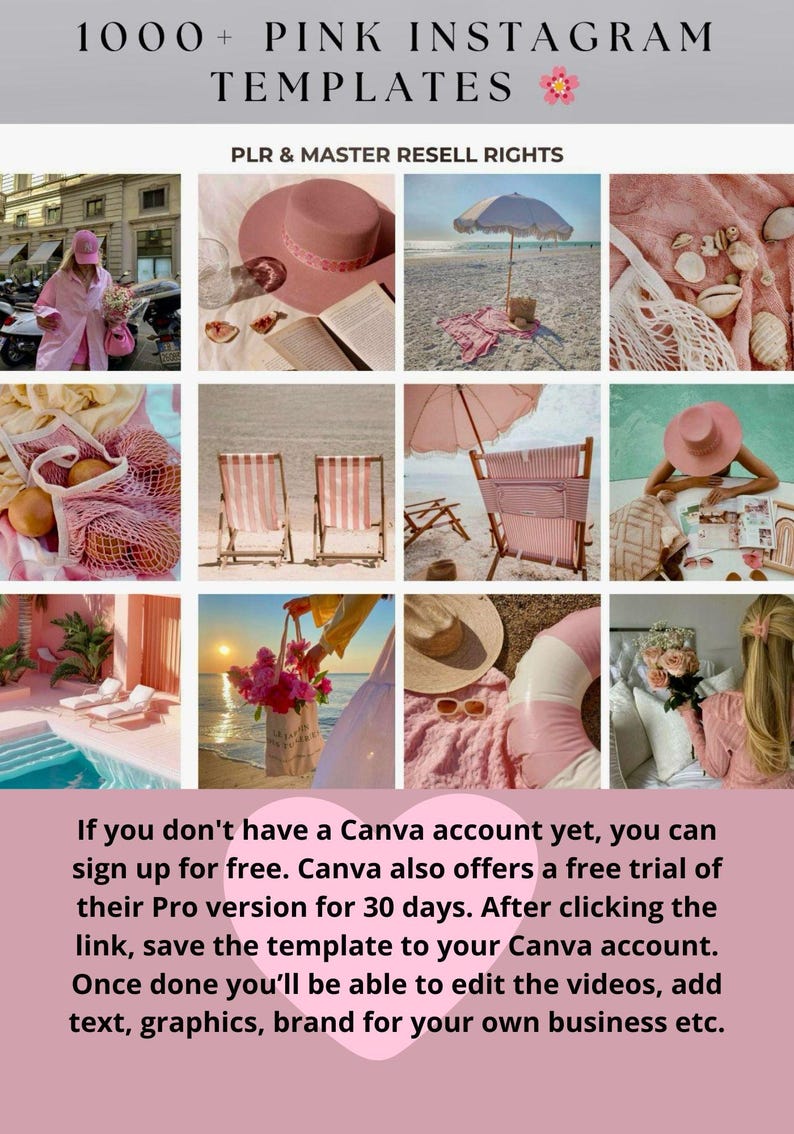 Pink Aesthetic Faceless Reels, Pink Travel Reels, Pink Tik Tok Reels, Pink Instragram Videos, Pink Faceless Digital marketing with PLR & MRR