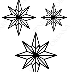 3,4,5,8-Zoll-Stern Vorlage, DIY Stern Ausschnitt, Bethlehem & Jerusalem Druckbarer Stern, Winter Handwerk, Laser geschnittener Stern SVG, PDF, Digital Downald