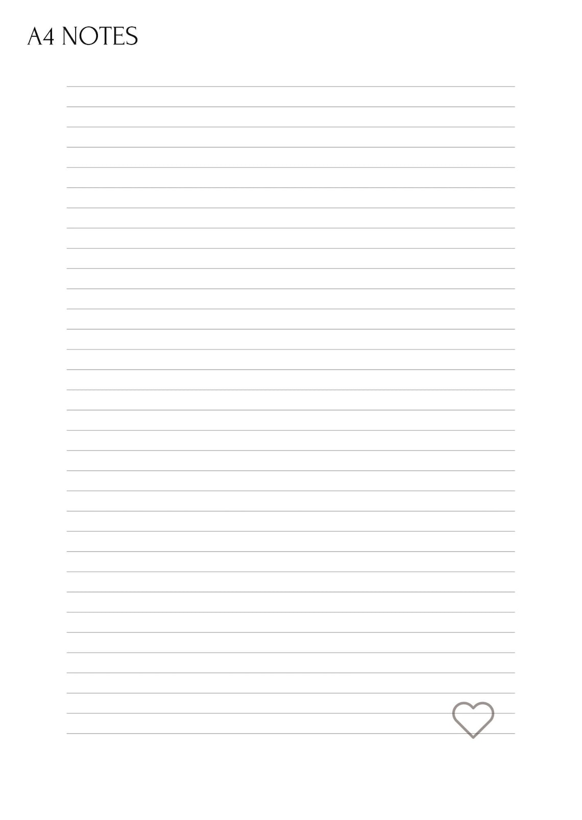 Lined Notes Template, Notes Page Printable, Note Taking, Notes Planner ...