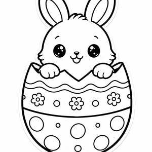 6 und 8 inch  Bunny in Egg Template, Cute Hatching Bunny Printable, Kids DIY Crafts, Classroom Decor, SVG PDF