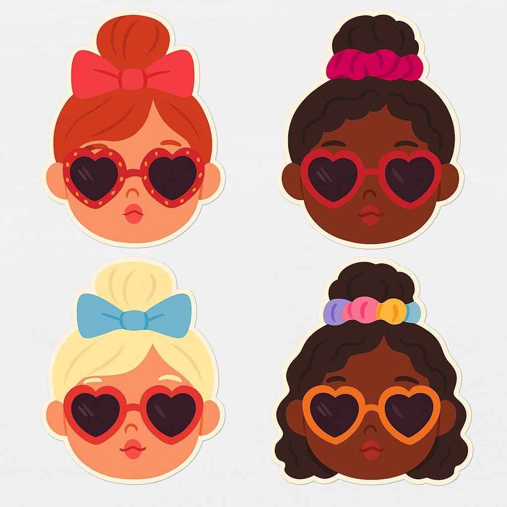 Printable Hair Tie Holder Set–Cute Girls for Scrunchie Gifts, Digital File for Party Favors, Teachers, Moms,Holiday class gift, SVG, PDF