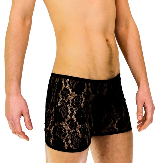 Mens Boxer Briefs Shorts Underwear Mesh See through breathable Trunks M L XL XXL