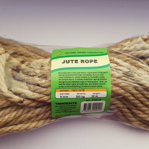 Jute Rope 8 mm/30 m Twisted Rope Tools Yarn for Crafts Macrame