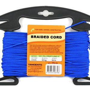 Cord Braided PP 2 mm/50 m Color Cord for Macrame Crafting