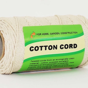 Cotton Cord 1.5 mm/100 m Twisted Cord Yarn for Crafts Macrame
