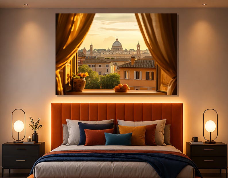 Window View Poster Rome Vatican City Canvas Print, St Peter’s Basilica Artwork, Rome Skyline ...