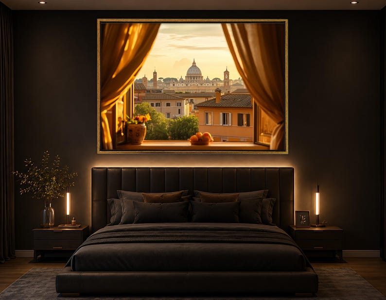 Window View Poster Rome Vatican City Canvas Print, St Peter’s Basilica Artwork, Rome Skyline ...
