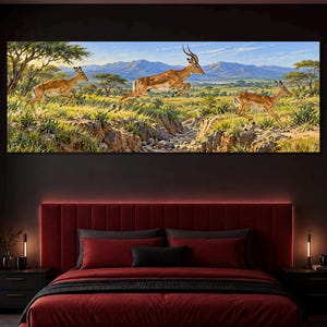 Impala Canvas Print, Leaping Antelope Artwork, African Wildlife Wall Art, Safari Decor