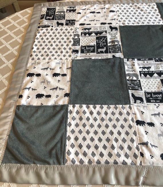 Beautiful Ultra Soft Pink Baby Blanket with Grey and White Sheep Design