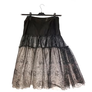 Vintage Hoops Skirt/Underskirt! My Dear 50s with gathered tulle flounces with flock and devore&#39; designs.