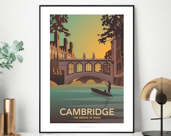 Travel Poster - The Bridge of Sighs, Cambridge, England, United Kingdom