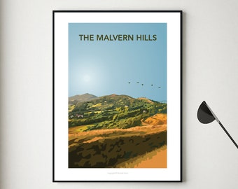 Travel Poster - The Malvern Hills, British Camp, Malvern, Worcestershire, Herefordshire, Gloucestershire, United Kingdom