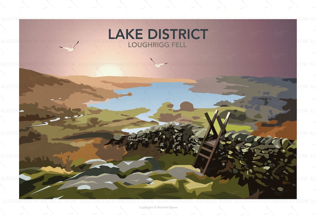 Travel Poster Lake District Series Loughrigg Fell Etsy UK travel-poster-lake-district-series-loughrigg-fell-etsy-uk