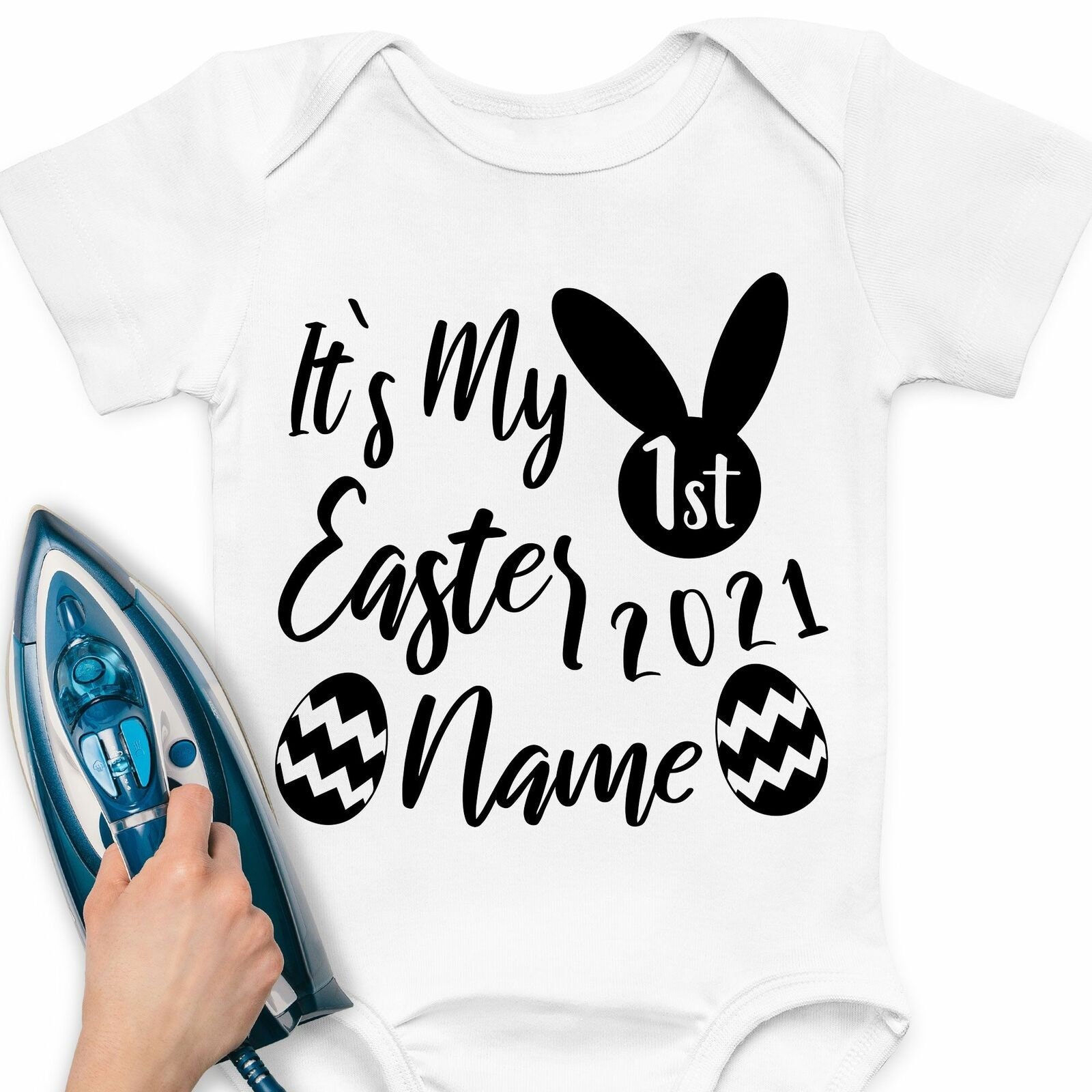 IronOn Transfer My 1st Easter Name Easter Eggs TShirt Vinyl Etsy