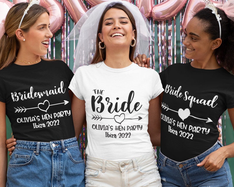 Personalised Hen Party Tshirt, Bride To Be, Bridesmaid, Bride Tribe Squad, Custom Hen Do Shirts, Rose Gold Metallic, Personalized Bridal Top 