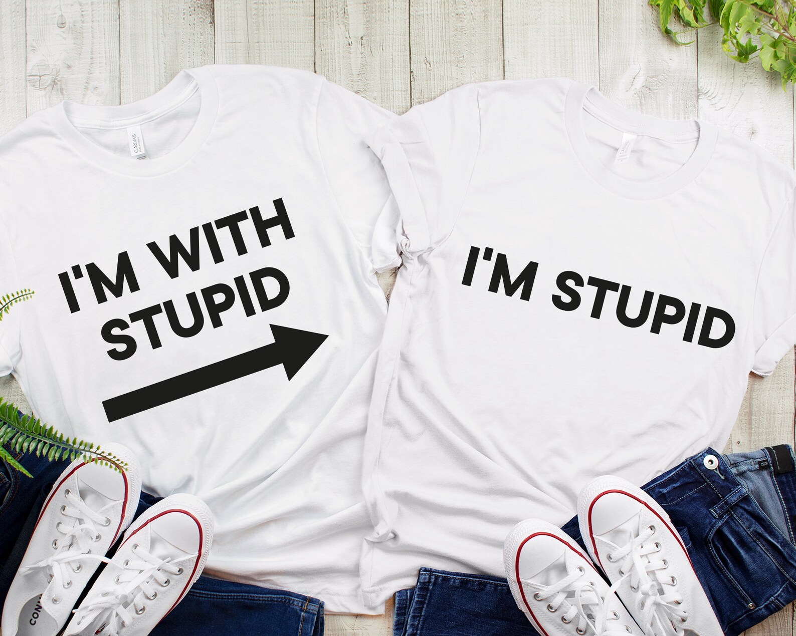 Funny Matching T Shirts I'm Stupid Tshirt Best Friends Etsy UK