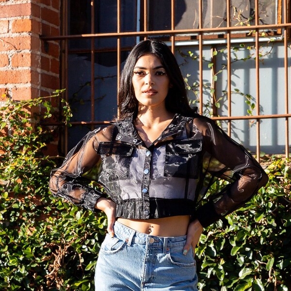 A See-thru Mini Length Organza Top main image 0