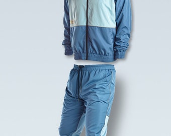 Color block wind breaker jacket and pants set