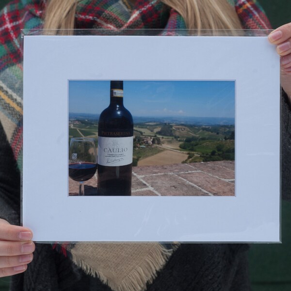 Italian Wine overlooking Tuscany, Italy - 5" x 7" Matted Print