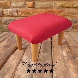 Red plain Footrest 10-26 cm Solid small plain Footstool with wooden or plastic legs / upholstered stool handmade footrest bed step