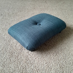 Midnight Blue Stool Little PLAIN Footstool for the Under Desk in the office / 10 cm height small upholstered foot stool / handmade footrest