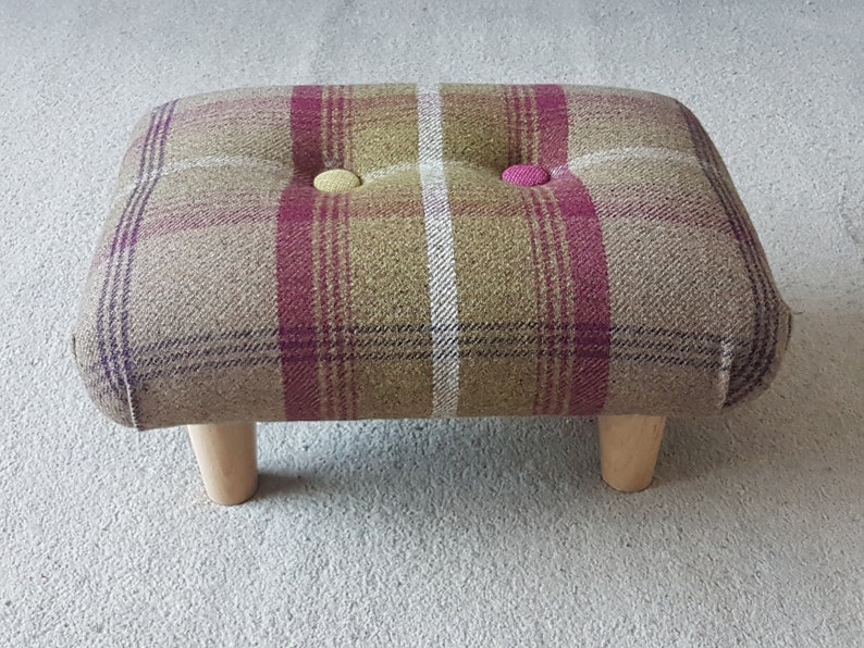 Double buttoned Small Low Footstool  2 buttons footstool  small footstool  upholstered footstool  step stool small  buttoned footstool