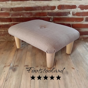 Small BUTTONED footstool from 10 to 26 cm 4&quot;-10&quot; height Solid stool with BUTTON and wooden or plastic feet/ upholstered footrest ottoman