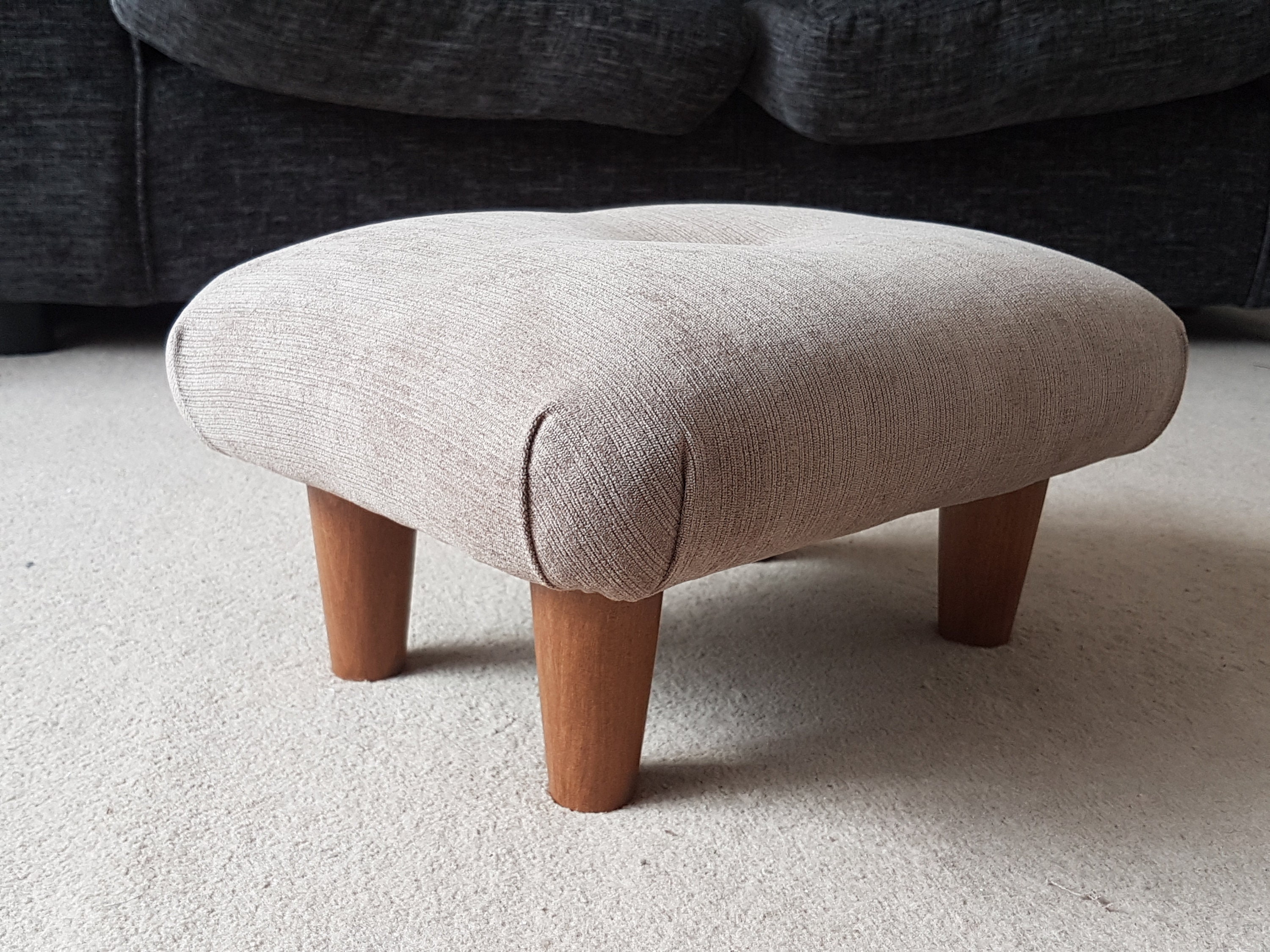 Satin Floral Small Footstool With Wooden Feet / Upholstered Handmade Stool  Bed Step Footrest Mum Dad Gift Home Office Under Chair Foot Stool 